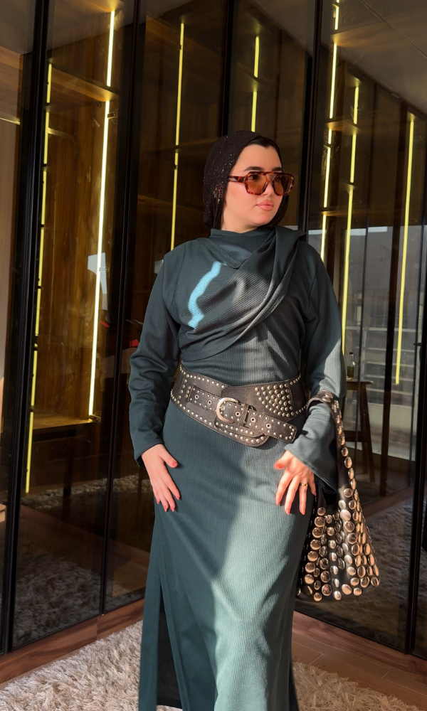 dress with a scarf