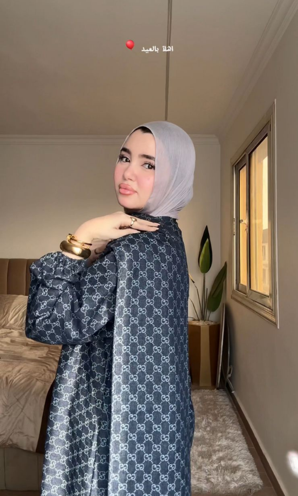 Denim dress with a scarf